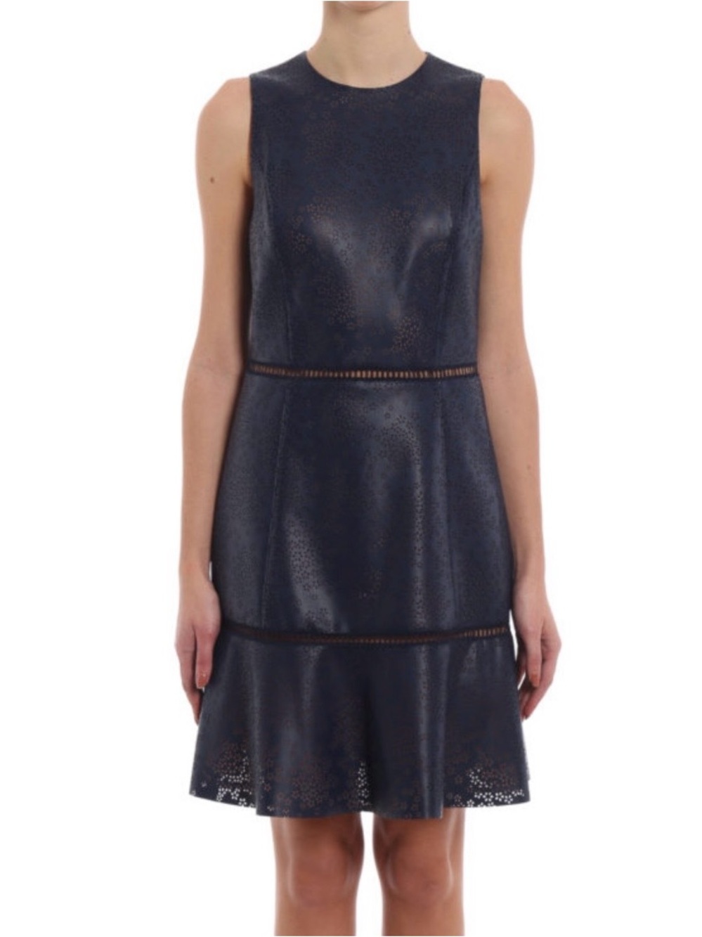 Michael Kors Black Sleeveless Laser-Cut Mini Dress